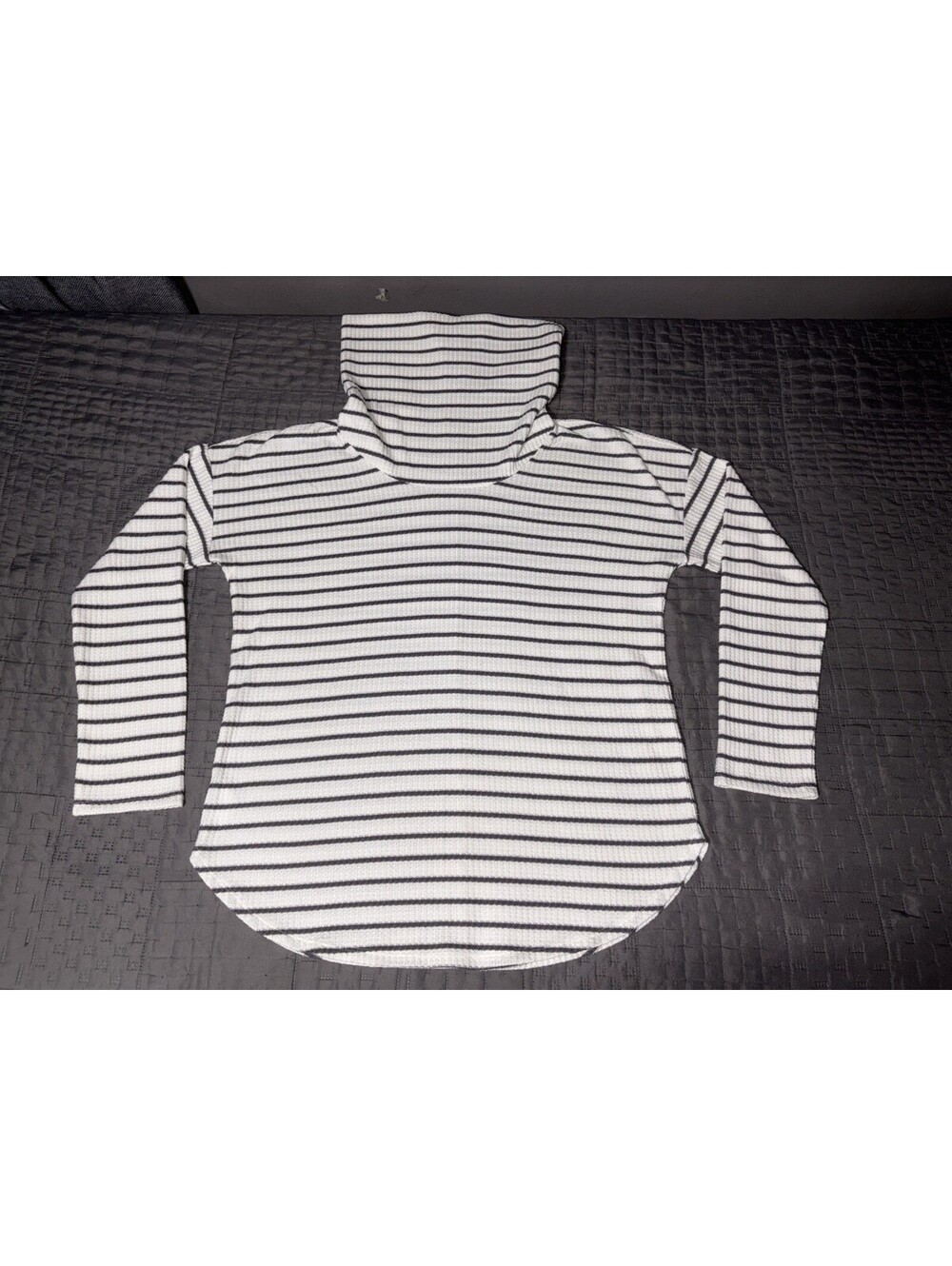 LOFT Striped Waffle Knit Cowl Neck Sweater Size L